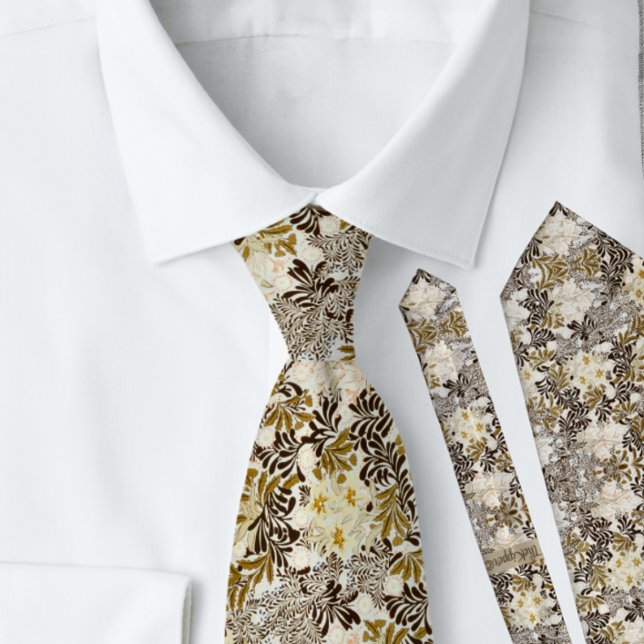 William * Morris Floral Gold Cream Tie (Creator Uploaded)