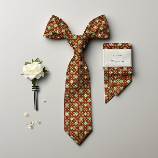 William Morris Floral Golden Star Men's  Tie (Creator Uploaded)