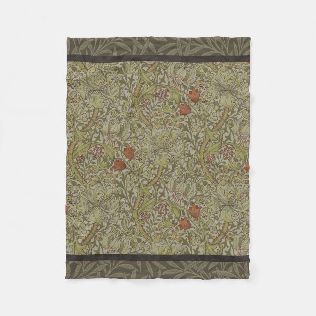 William Morris Floral lily willow art print design Fleece Blanket (Front)