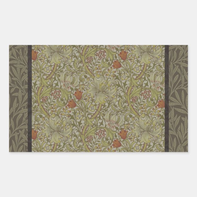 William Morris Floral lily willow art print design Rectangular Sticker (Front)