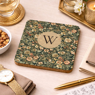 William Morris Floral Monogram Coaster