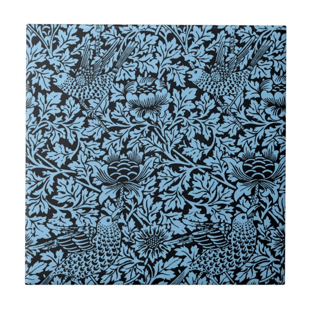 William Morris Floral Pattern Bird Anenome Ceramic Tile (Front)