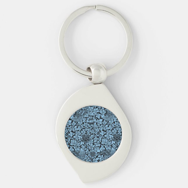 William Morris Floral Pattern Bird Anenome Key Ring (Front)