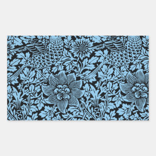 William Morris Floral Pattern Bird Anenome Rectangular Sticker