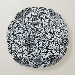 William Morris Floral Pattern Bird Anenome Round Cushion