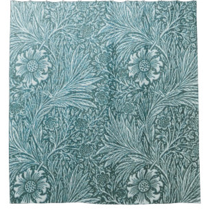 William Morris,floral,pattern,Green,metallic,silve Shower Curtain