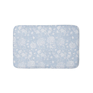 William Morris Floral Pattern in Blue Bath Mat