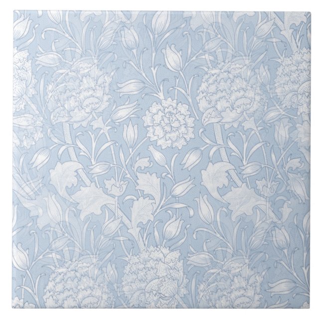 William Morris Floral Pattern in Blue Ceramic Tile (Front)