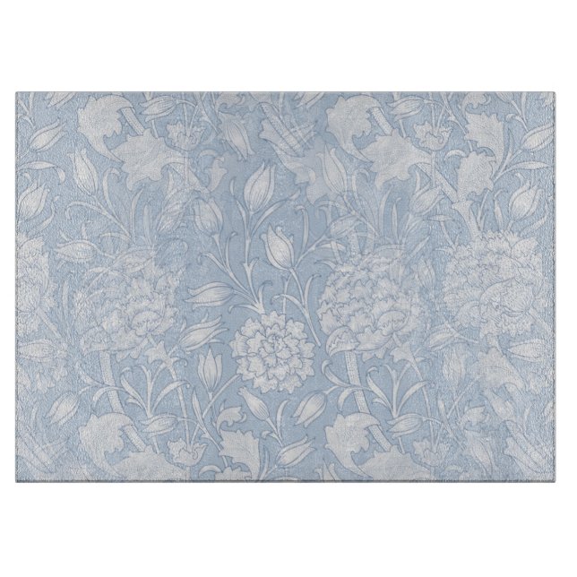 William Morris Floral Pattern in Blue Cutting Board (Front)