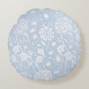 William Morris Floral Pattern in Blue Round Cushion