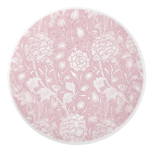 William Morris Floral Pattern in Pink Ceramic Knob (Front)