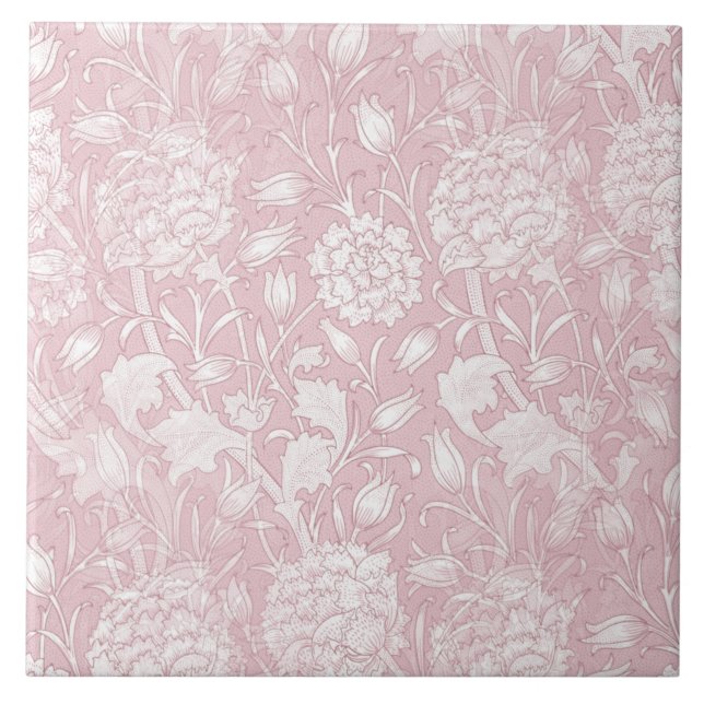 William Morris Floral Pattern in Pink Ceramic Tile (Front)