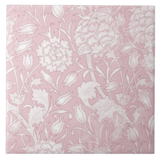 William Morris Floral Pattern in Pink Ceramic Tile