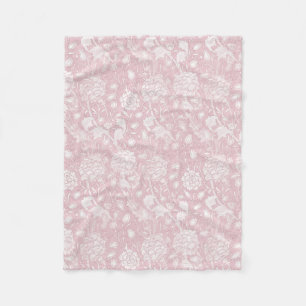 William Morris Floral Pattern in Pink Fleece Blanket