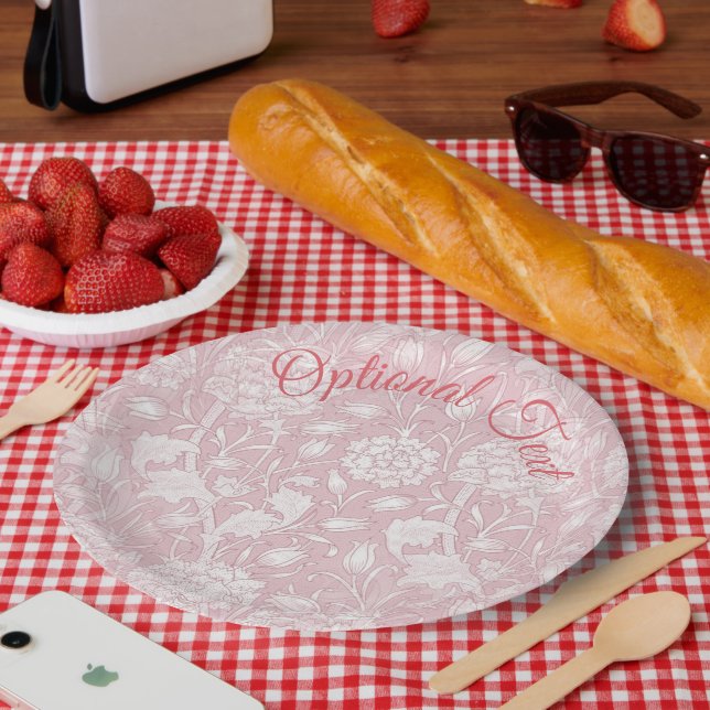 William Morris Floral Pattern in Pink Paper Plate (Picnic)