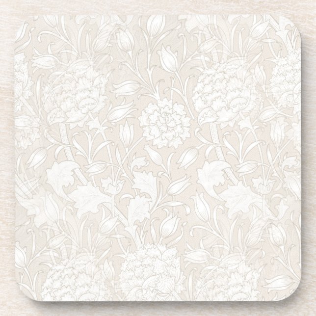 William Morris Floral Pattern in Sepia  Coaster (Front)