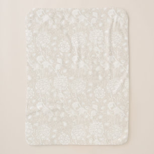 William Morris Floral Pattern in Sepia Sherpa Blanket