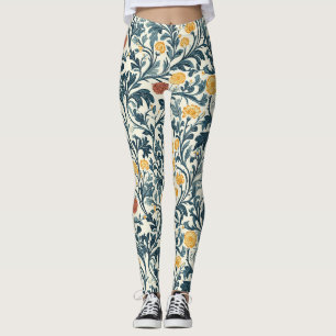 William Morris Floral Pattern  Leggings