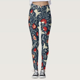 William Morris Floral Pattern  Leggings