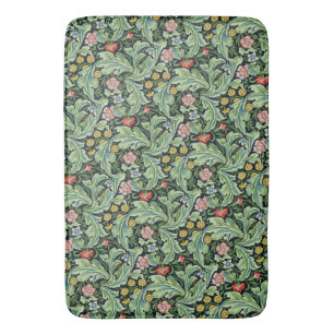 William Morris Floral Pattern Pink Green Carnation Bath Mat