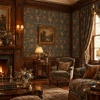 William Morris Floral Symetric Wallpaper