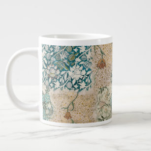 William Morris Floral Teal Coral Cottagecore Set Large Coffee Mug