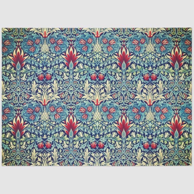 William Morris FLORAL TISSUE PAPER IN BLUE (Front)