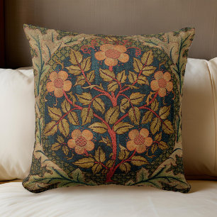 William * Morris Floral Tree Rose Wreath Cushion