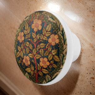 William * Morris  Floral Tree Wreath Ceramic Knob
