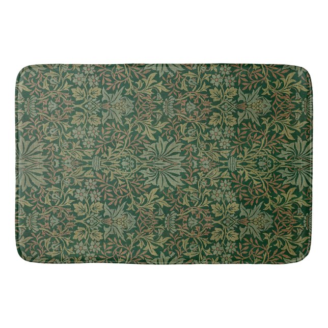 William Morris Flower Garden-Greens Bath Mat (Front)
