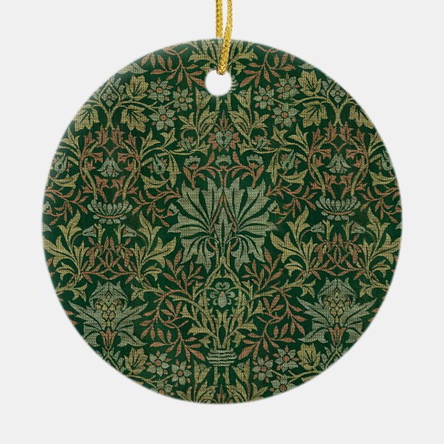 William Morris Flower Garden-Greens Ceramic Ornament (Front)