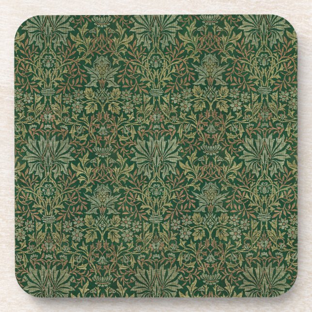 William Morris Flower Garden-Greens Coaster (Front)