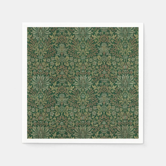 William Morris Flower Garden-Greens Napkin (Front)