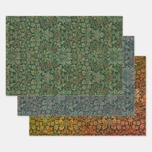 William Morris Flower Garden-Greens Wrapping Paper Sheet