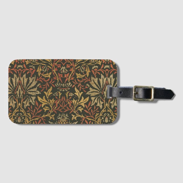 William Morris Flower Garden Tapestry Luggage Tag (Front Horizontal)