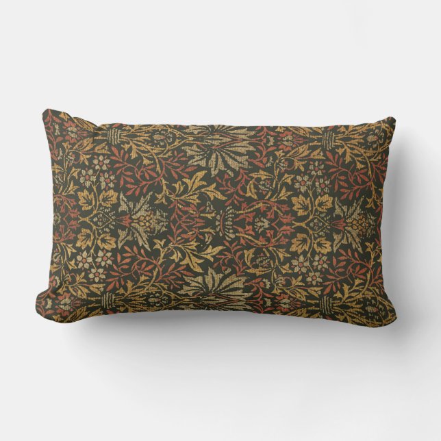 William Morris Flower Garden Tapestry Lumbar Cushion (Front)