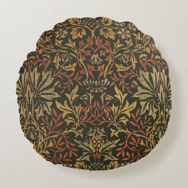 William Morris Flower Garden Tapestry Round Cushion (Front)