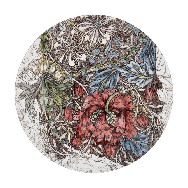 William morris flowers elegant floral illustration cutting board (Front)