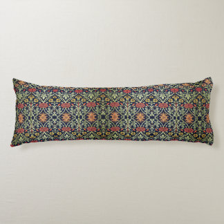 William Morris Flowers Foliage Green Yellow Red  Body Cushion