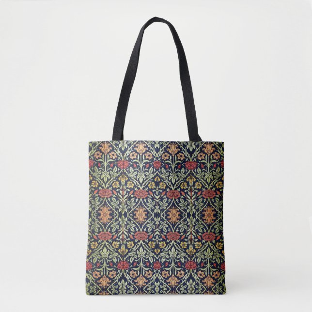 William Morris Flowers Foliage Green Yellow Red  Tote Bag (Front)