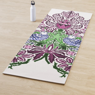 William Morris Folk Art Birds Flowers Acorns Yoga Mat