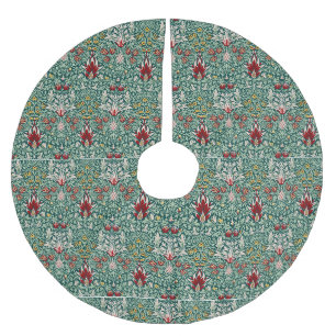 William Morris Forest Green Floral Wallpaper Brushed Polyester Tree Skirt