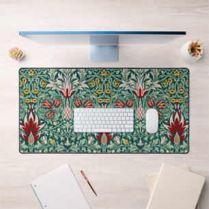 William Morris Forest Green Floral Wallpaper Desk Mat