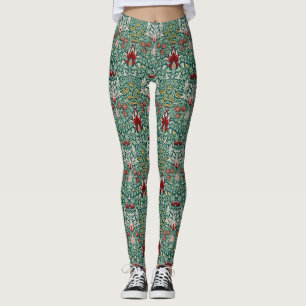 William Morris Forest Green Floral Wallpaper Leggings
