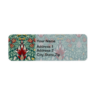 William Morris Forest Green Floral Wallpaper Return Address Label