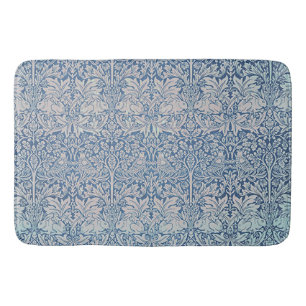 William Morris Forest Rabbit Bird Foliage Blue Bath Mat