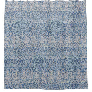 William Morris Forest Rabbit Bird Foliage Blue Shower Curtain