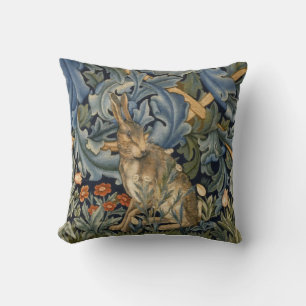 William Morris Forest Rabbit Floral Art Nouveau Cushion