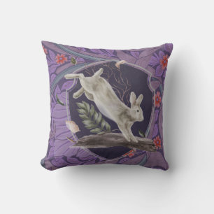 William Morris Forest Rabbit Floral Art Nouveau Cushion