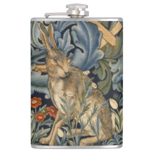 William Morris Forest Rabbit Floral Art Nouveau Hip Flask